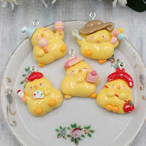 Assorted Mini Cartoon Chicken Resin Charms Flat Back Cabochon Packs Handmade DIY Jewelry Earring Necklace Bracelet Decorations