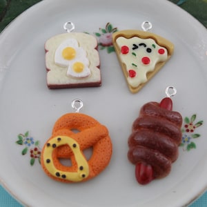 Set of 8 Assorted Mini Fast Food Resin Charms Flat Back Cabochon Packs Handmade DIY Jewelry Earring Necklace Bracelet Decorations