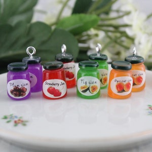 Set of 8 Assorted Fruit Jam Resin Charms 3D Resin Pendants Handmade DIY Jewelry Earring Necklace Bracelet Decorations