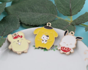 Set of 10 Cartoon Gold Tone Enamel Charms Pendants Handmade DIY Jewelry Earring Necklace Bracelet Decorations