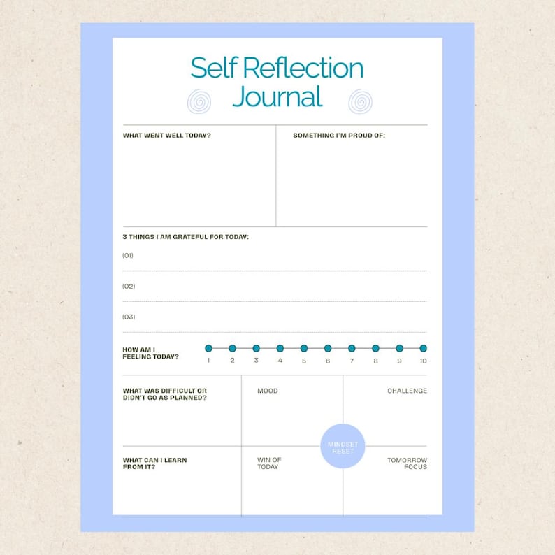Journal Format:pdf Self-reflection Journal Printable PDF Template, Self-reflection Diary ...