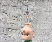 Upside Down Dollie Bisque Porcelain Creepy Cutie Hanging Doll Planter Horror Decor 3 Upside-down Head