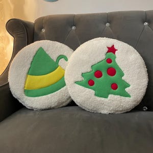 Handmade Cozy Snuggle Christmas Sugar Cookie Dough Decorative Throw Pillows Holiday Home Decor Christmas Tree and Santa’s  Elf Hat