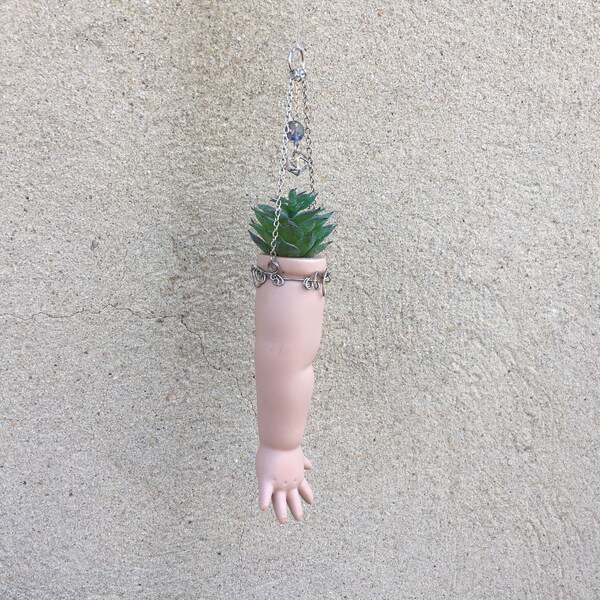Take My Hand Creepy Cute Antique Bisque Porcelain Baby Doll Arm Succulent Airplant Horror Home Decor Planter