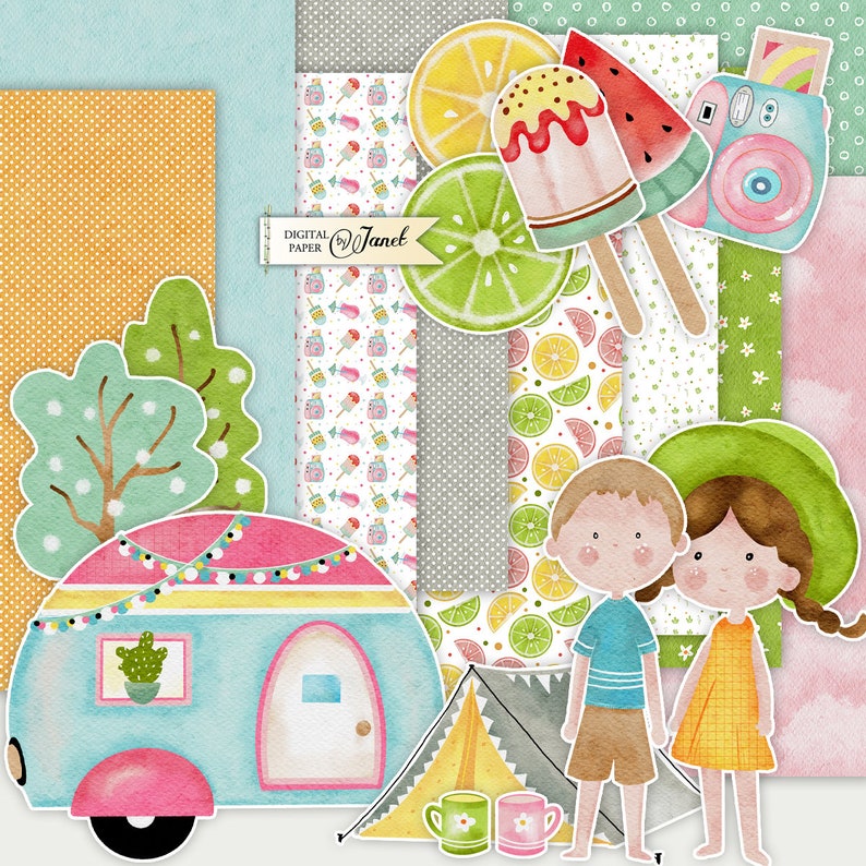 Summer Vacation  Summer Story  Printable Scrapbooking Kits  zdjęcie 1