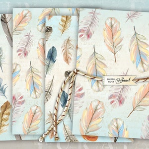 Feather Cards - foglio collage digitale - set di 4 carte - afdrukbare download