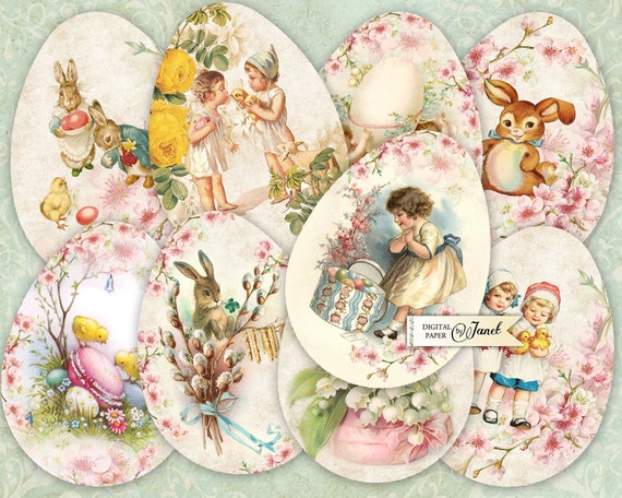 Buona Pasqua Uova - foglio collage digitale - set di 9 uova - Uova di Pasqua stampabili - Art File