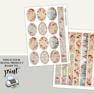 Labels and Strips set of 2 collage sheets scrapbooking project Printable Download image 2
