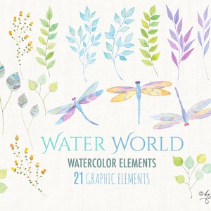 Water World Collection Watercolor Elements PNG file image 2