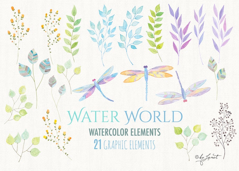 Water World Collection Watercolor Elements PNG file image 2