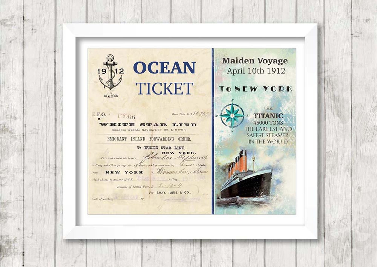 Titanic Ticket océan Vintage Art Print Poster 8 x 10 | Etsy