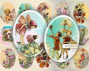 Fairy - oval image - 30 x 40 mm or 18 x 25 mm - digital collage sheet  - Printable Download