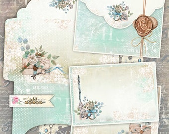 Old Time Umschlag und Karten - bedruckbarer Umschlag - File Art - Vintage Umschlag