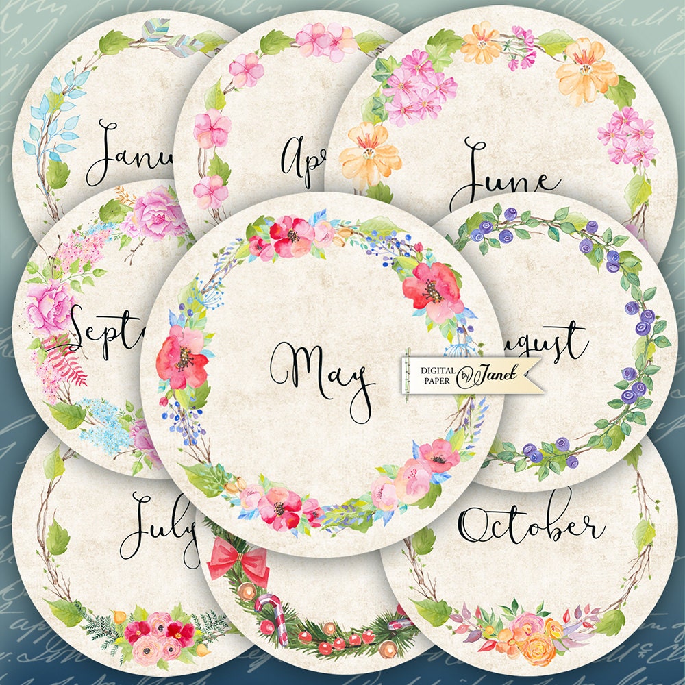 Buy 12 Months Name Calendar 2.5 Inch Circles Set of 12 Online in ...