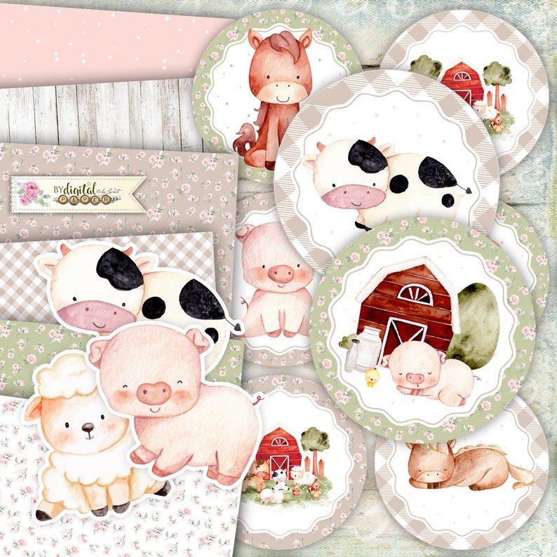 Cute Animals Farm  Zestawy do scrapbookingu do druku  zdjęcie 0