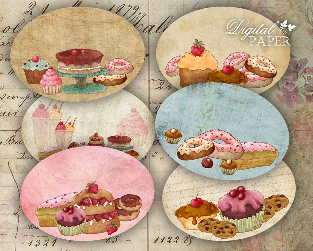 Cupcake Labels set of 12 digital collage sheet Etsy