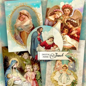 Krippe, Weihnachtsfamilie, Scrapbooking Karten, Weihnachtswünsche, Ephemera, Junk Journal, Vintage Etiketten, ATC, Weihnachtsdekor, DIY Handwerk