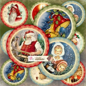 Jingle Bells, 2.5 inch, Circles Stickers, Junk Journal, Ephemera, DIY Craft, Christmas Project, Cupcake Toppers, Christmas Decorations