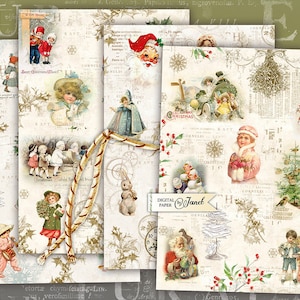 Cartoline di Natale - foglio di collage digitale - set di 4 carte - Download stampabile