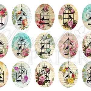 Sweet Song oval image 30 x 40 mm or 18 x 25 mm digital collage sheet Printable Download image 2