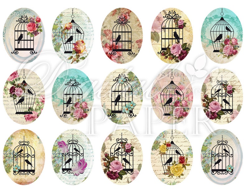 Sweet Song oval image 30 x 40 mm or 18 x 25 mm digital collage sheet Printable Download image 2