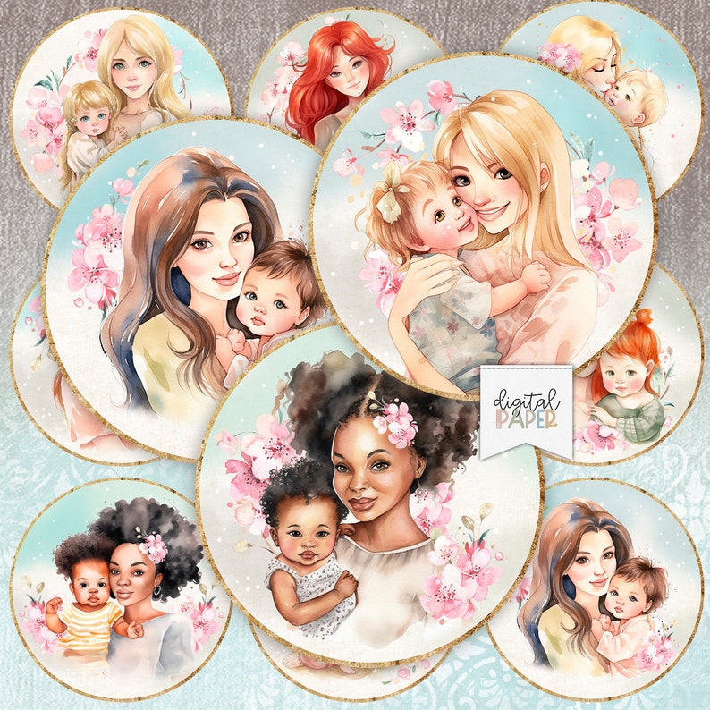 Mom  Mother's Day  2.5 inch circles  set of 12  zdjęcie 1