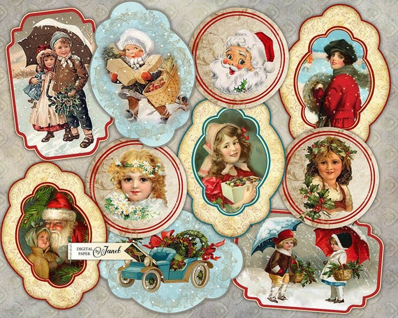 Christmas Day Embellishments digital collage sheet set | Etsy