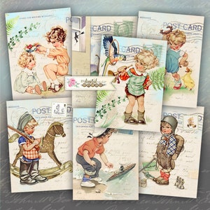 Oh Little Boys - tags - digitaal collageblad - set van 8 - Afdrukbare download