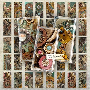 Steampunk - immagine domino - 1 x 2 pollici - Instant Download