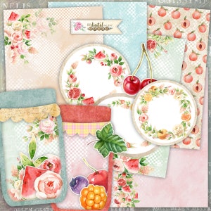 Conservas de verano - JARS imprimibles - Kits de Scrapbooking imprimibles - Pegatinas - Toppers - Papel de Scrapbooking - Archivo de arte - Suministros de artesanía