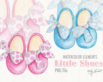 Little Shoes - watercolor - digital clipart - for photography, personal use and small business project