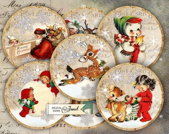 Ho, Ho, Ho 01, Kreise 2,5 Zoll, Aufkleber, Junk Journal, Ephemera, DIY Handwerk, Weihnachtsprojekt, Cupcake Toppers, DIY Weihnachtsdekoration