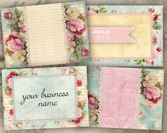 Business Cards - Tags - digital collage sheet - set of 8 - Printable Download