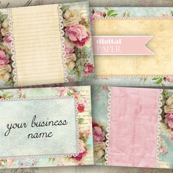 Business Cards - Tags - digital collage sheet - set of 8 - Printable Download