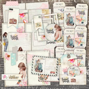 Viagem de aventura, diário de viagem para impressão, páginas de diário, diário indesejado, coisas efêmeras, álbum de viagem, kit de scrapbooking, páginas digitais, artesanato DIY