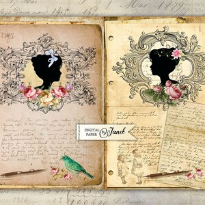 Mein Tagebuch, druckbare Postkarte, Junk Journal, Scrapbooking Verzierungen, Journalkarten, Grußkarte, Druckeinladung, Vintage Ephemera