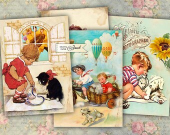My Friend - digital collage sheet - set of 4 cards - Printable Download