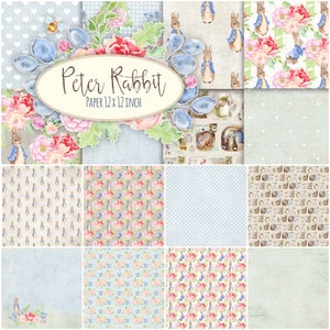 Peter Rabbit Scrapbook Paper, Vintage Garden Journal Pages (digital ...