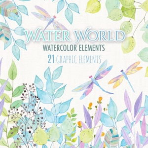 Water World Collection Watercolor Elements PNG file image 1