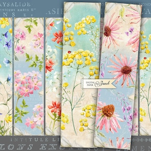 Botanical Bookmarks, Printable Bookmarks, Book Bookmarks, Junk Journal Embellishments, Craft Printable, Scrapbook, DIY Bookmark