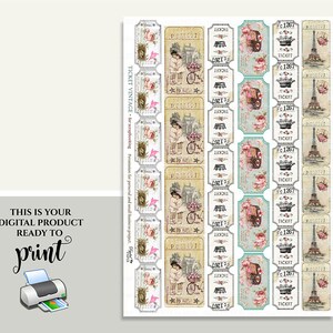 Ticket Vintage digital collage sheet set of 6 strips Printable Download image 2