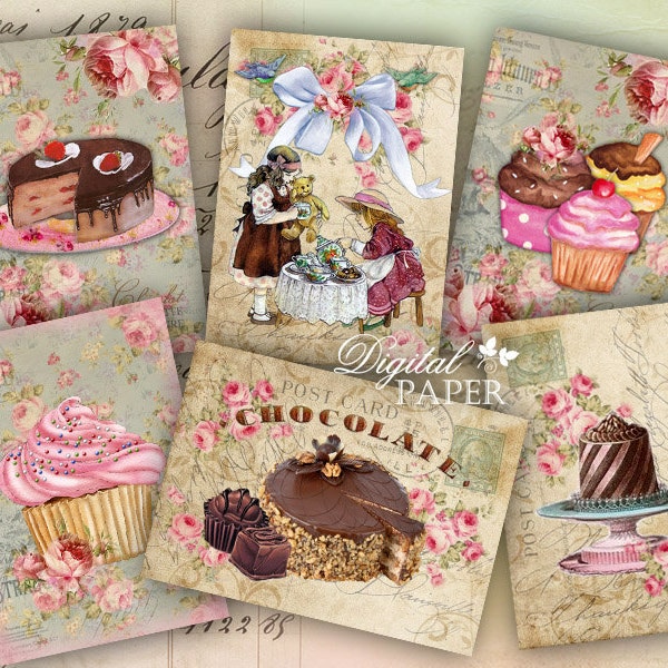 My Party - digital collage sheet - set of 6 - Printable Download