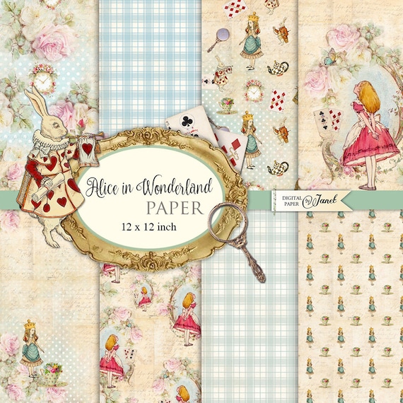 Alice in Wonderland Paper Scrapbooking Printable Paper 12 Etsy