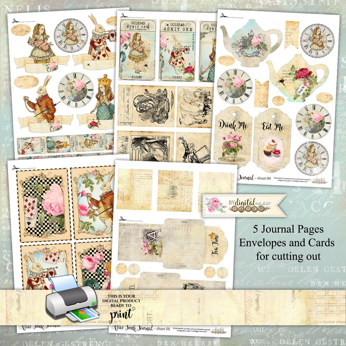 Alice In Wonderland Junk Journal: A Vintage Collection of Authentic  Ephemera for Junk Journals, Scrapbooking, Card Making, Collage, Decoupage,  Mixed