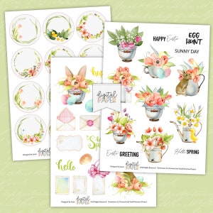 Buona Pasqua Kit Scrapbooking stampabili Adesivi Toppers Carta Scrapbooking File artistico Forniture artigianali image 2