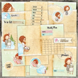 My Cute Planner - Mini Journal e carte per il taglio - Junk Journal - foglio collage digitale - Scarica stampabile