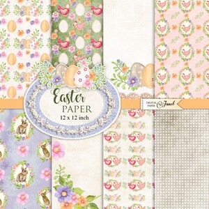 Papier WIELKANOCNY, papier do scrapbookingu do druku, 12 x 12 cali, tło, strony dziennika, efemerydy, rzemiosło DIY, album do scrapbookingu, karty