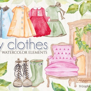 My Clothes Watercolor Elements PNG file image 1