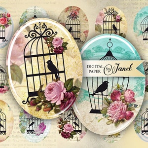 Sweet Song oval image 30 x 40 mm or 18 x 25 mm digital collage sheet Printable Download image 1