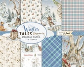 Winter Tales, Printable Scrapbooking Paper, 12x12 inch, Background, Journal Pages, Ephemera, DIY Craft, Scrapbook Album, Greeting Cards